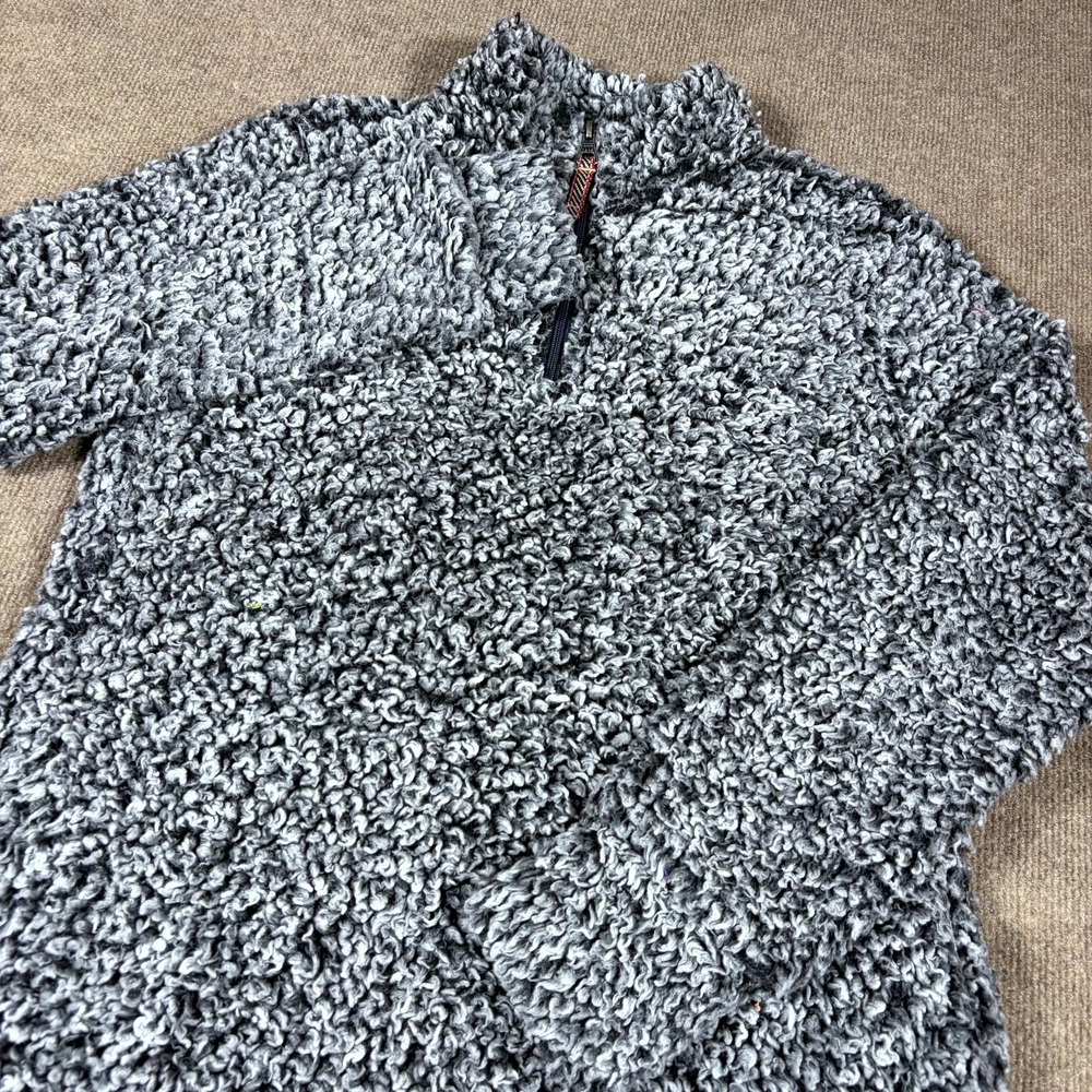 Vintage Weatherproof Pullover Sherpa Sweater Womens S Gray Mock Neck Quarter Zip